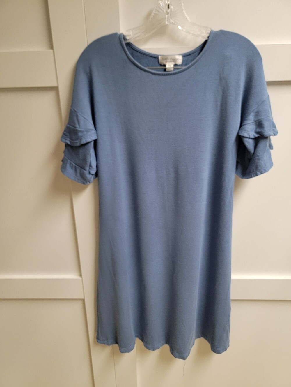 Light Blue Ruffle Sleeve Shift Dress